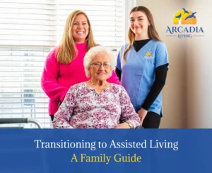 Family helping senior transition to assisted living in Maryland