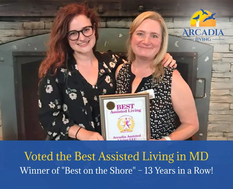 Arcadia Assisted Living caregivers supporting structured routines for seniors in Maryland